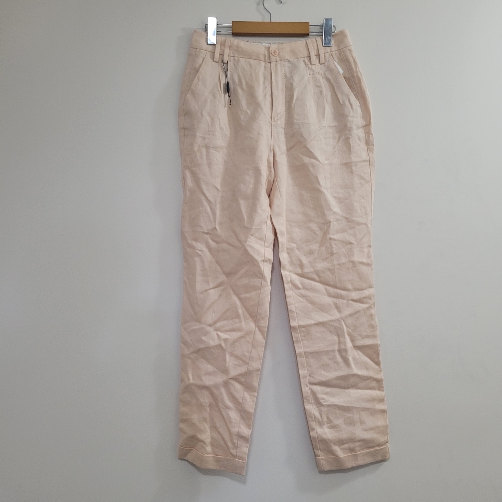Massimo dutti light pink linen straight leg trousers 4